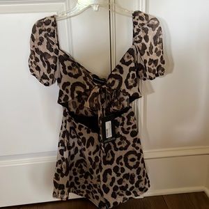 Leopard tie front romper size 2